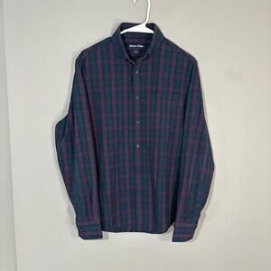 Mizzen+Main Shirt Mens Small Blue Plaid Long Sleeve Button Up Stretch Casual